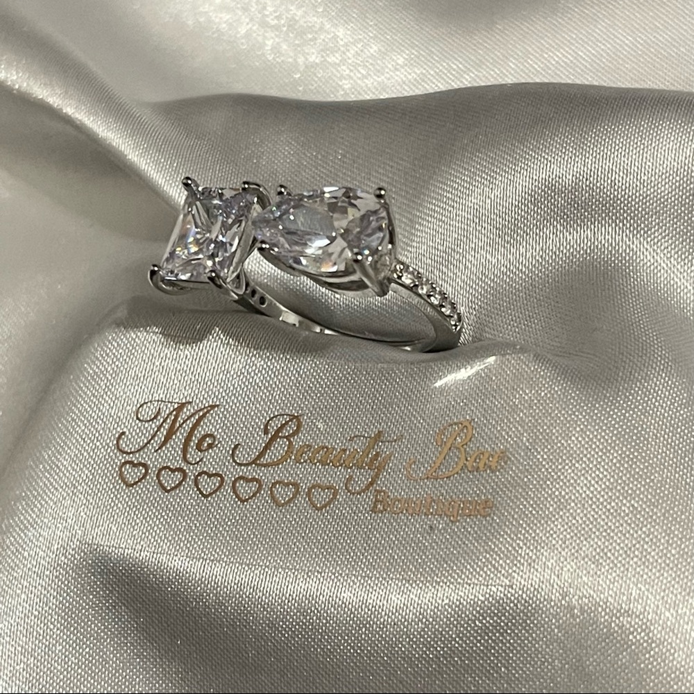 Silver Crystal Double Ring - Picture 3 of 6